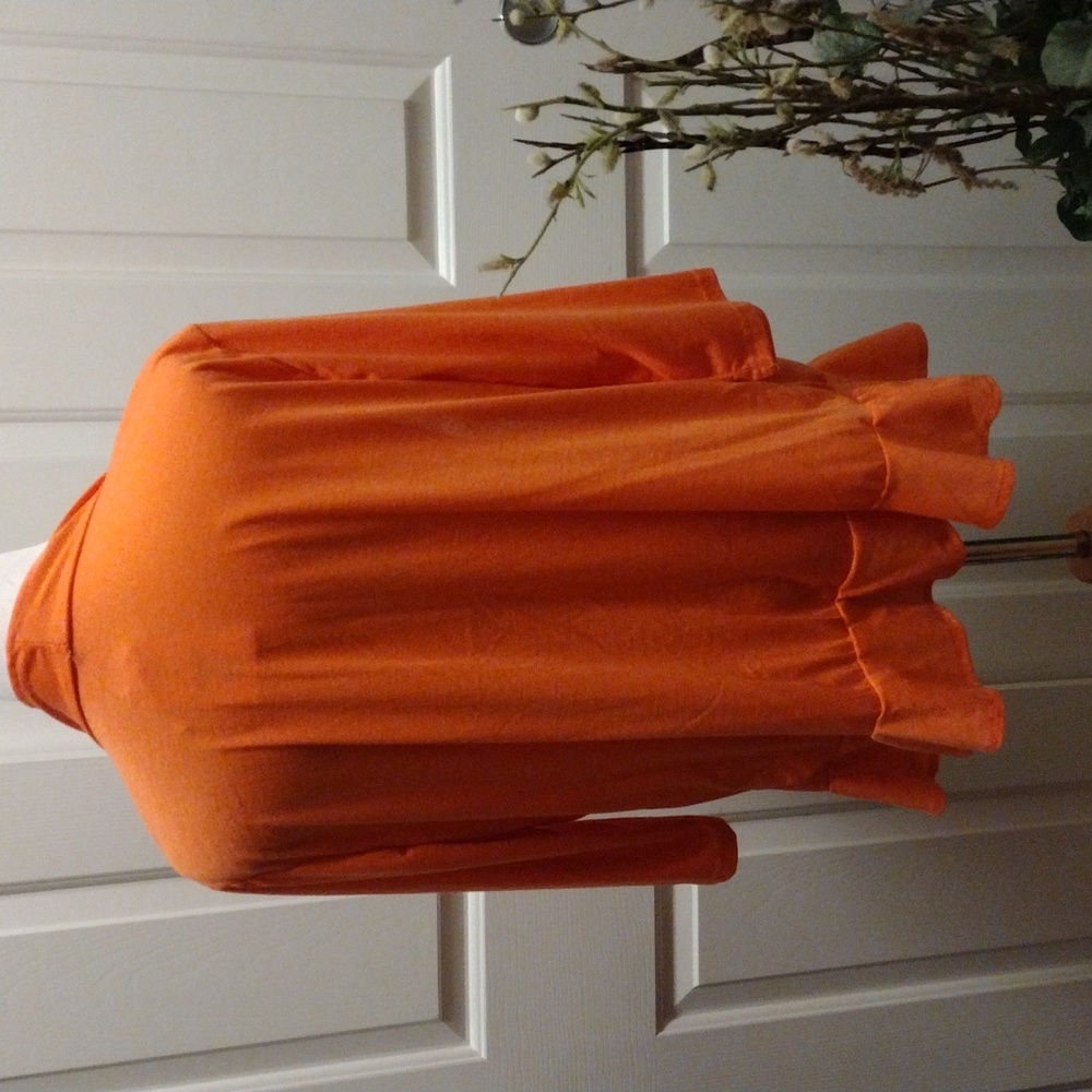 Orange Ruffle Cardigan, 3/4 Sleeve, 3X - Picture 2 of 2